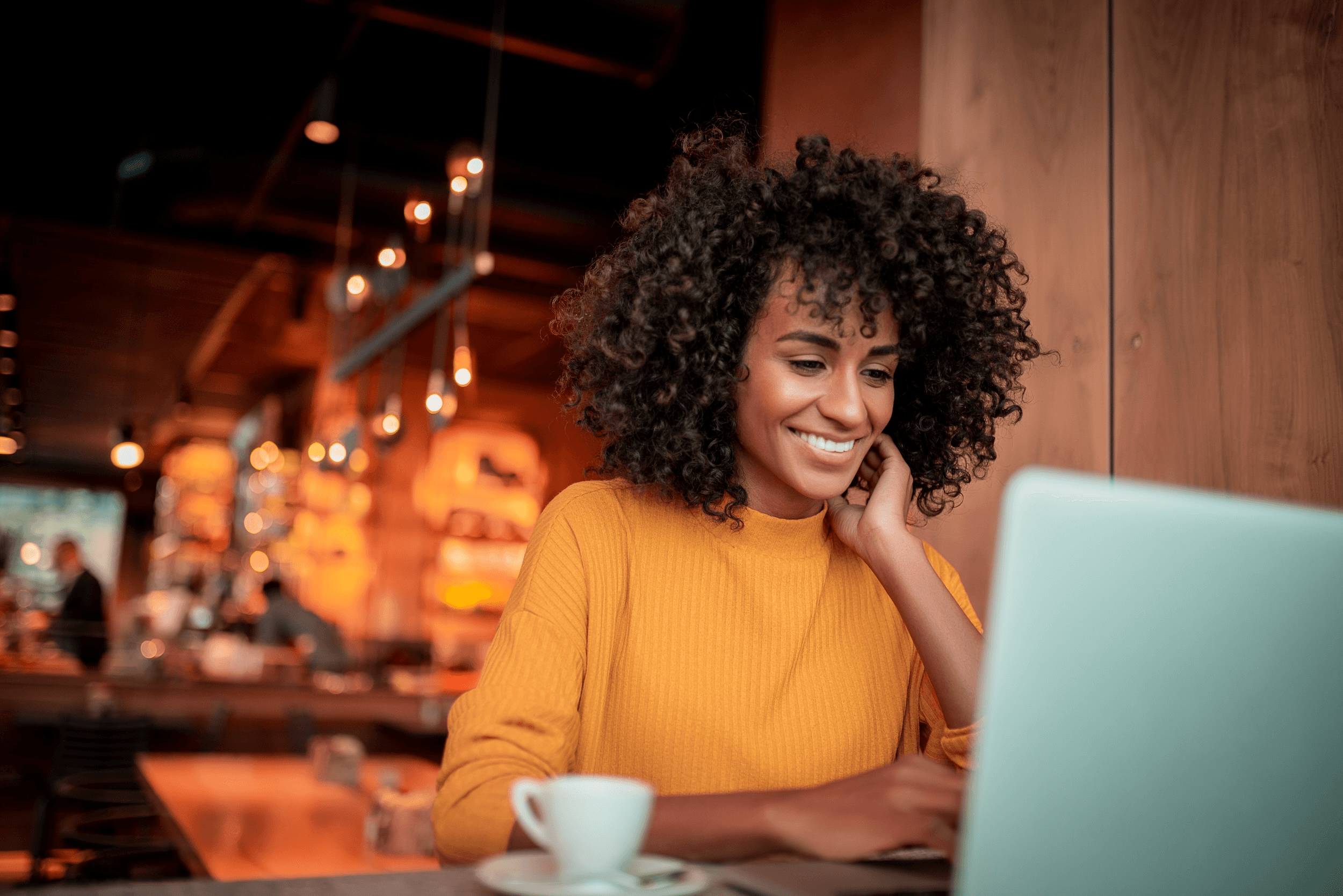 Woman looking at screen.